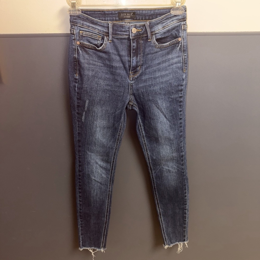 Judy Blue LA Jeans Womens 7/28 Jean Pants Skinny Fit High Raw Hem JB82527DK